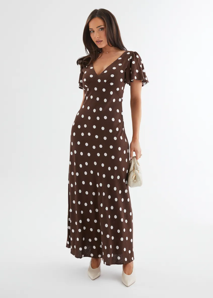 Nadia Maxi Dress - Choc Polka sold by Gingham & Heels product image thumbnail 4