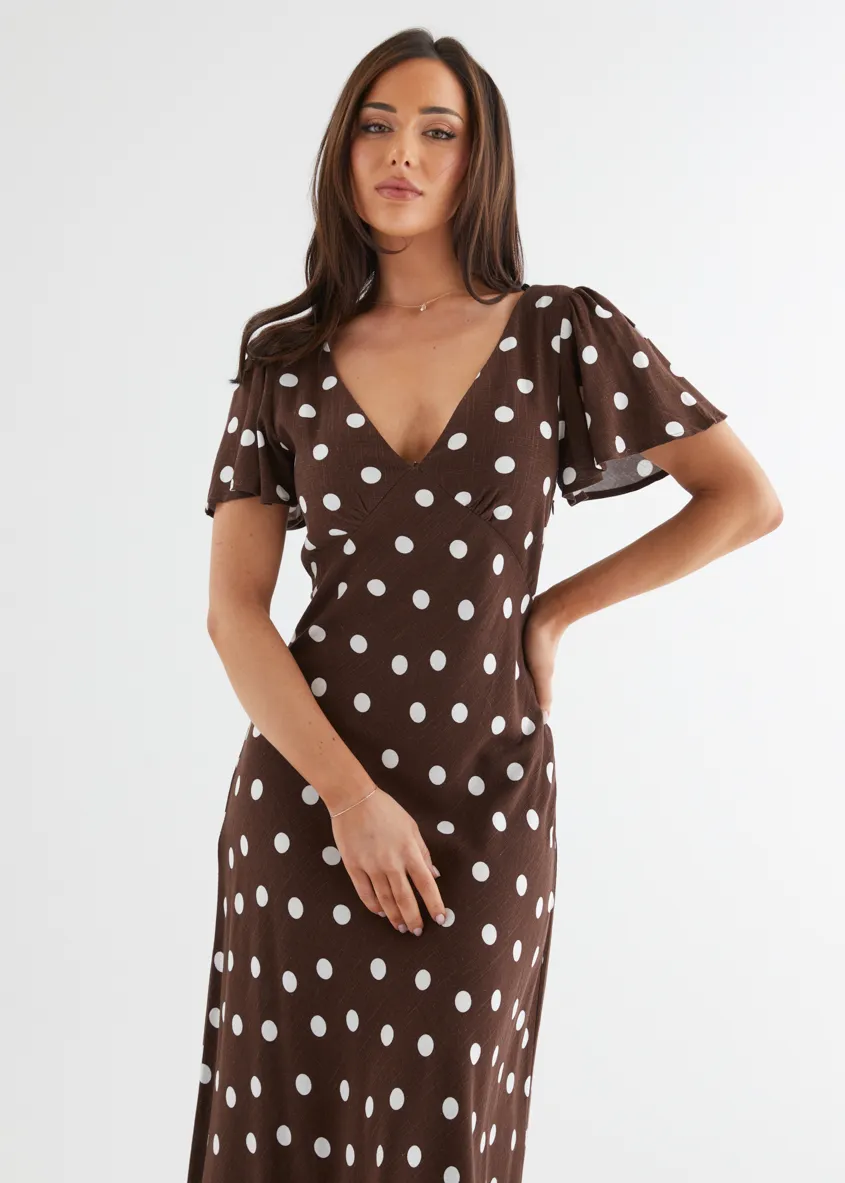 Nadia Maxi Dress - Choc Polka sold by Gingham & Heels product image thumbnail 3