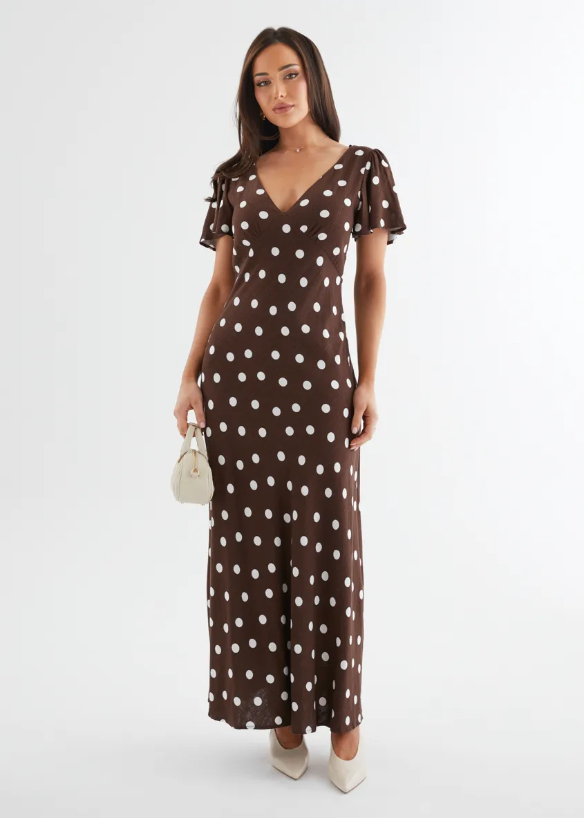 Nadia Maxi Dress - Choc Polka sold by Gingham & Heels product image thumbnail 2