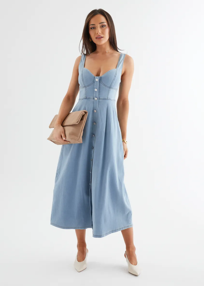 Deja Denim Midi Dress - Light Blue sold by Gingham & Heels product image thumbnail 3