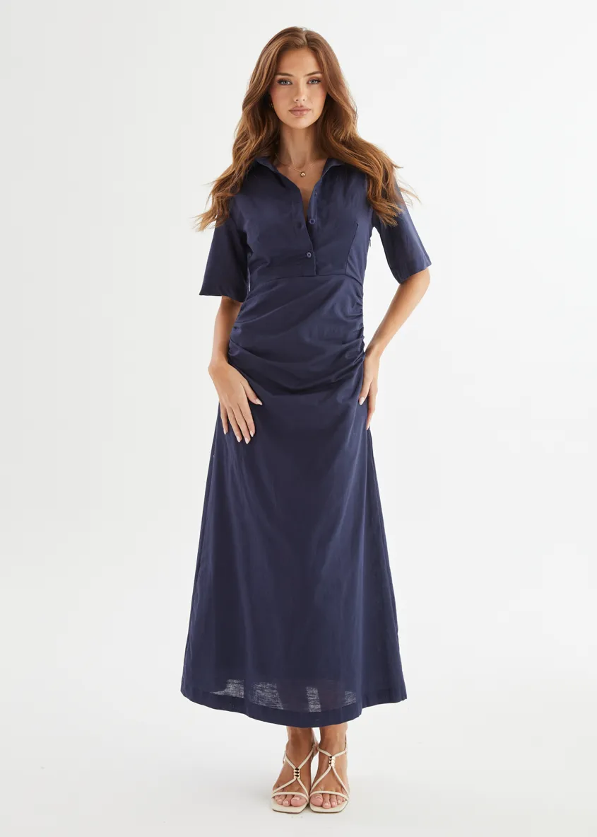 Stellar Linen Midi Dress - Navy sold by Gingham & Heels product image thumbnail 4