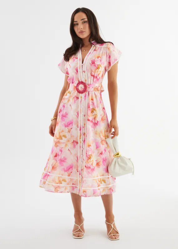 Dafina Maxi Dress - Magenta Floral sold by Gingham & Heels