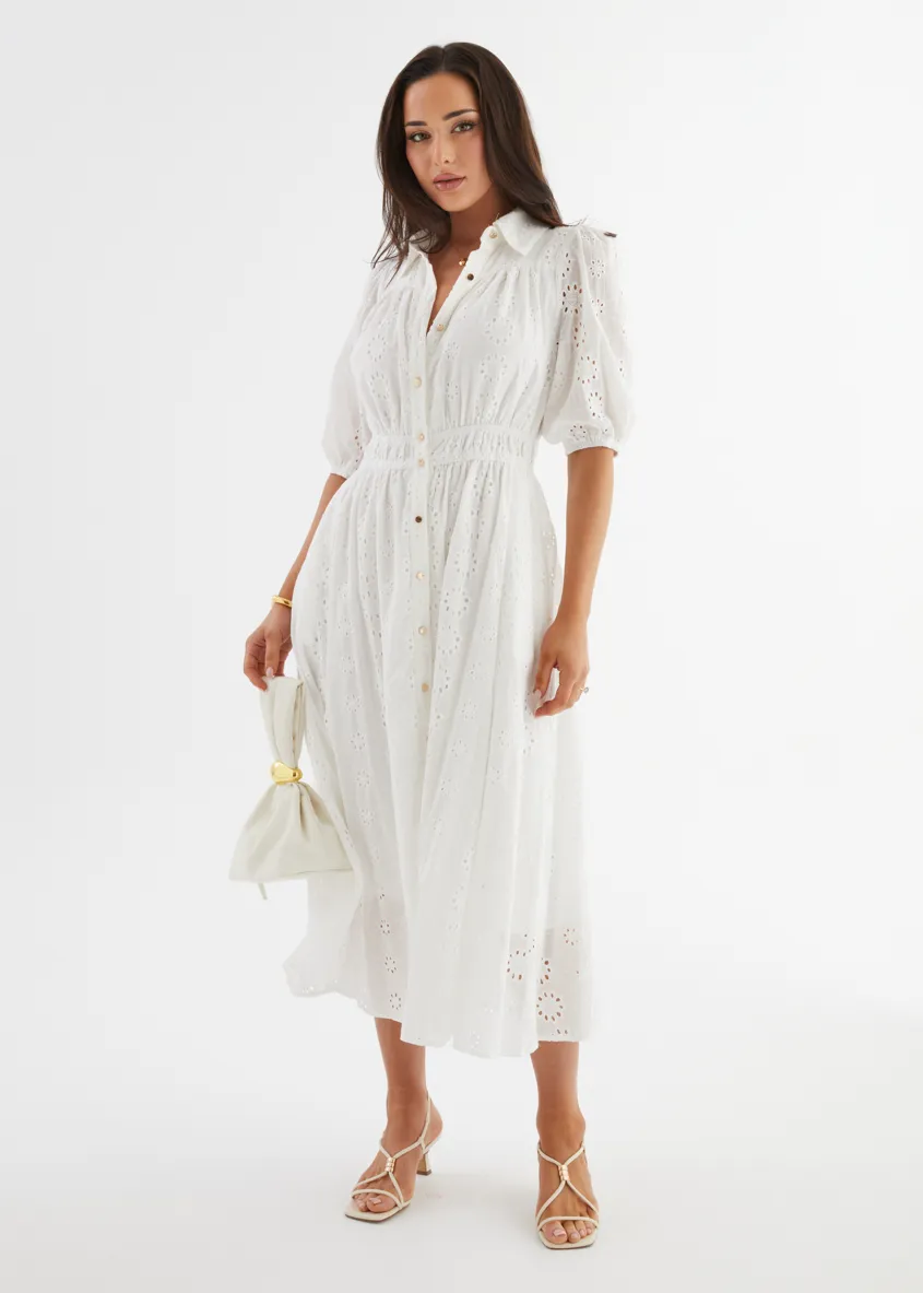 Eryn Midi Dress - White Anglaise sold by Gingham & Heels product image thumbnail 3