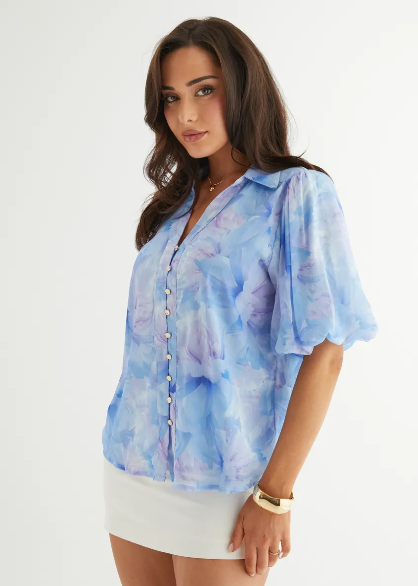Adalyn Blouse - Blue Floral sold by Gingham & Heels product image thumbnail 5