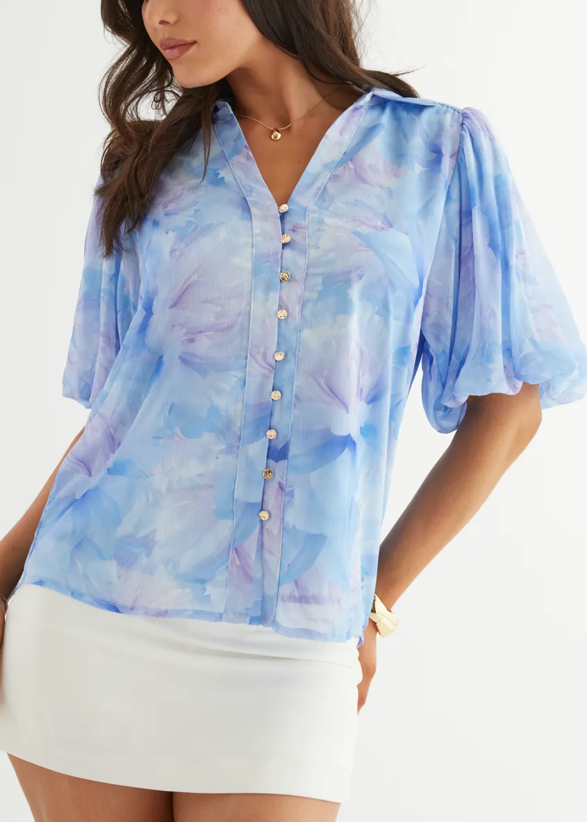 Adalyn Blouse - Blue Floral sold by Gingham & Heels product image thumbnail 3