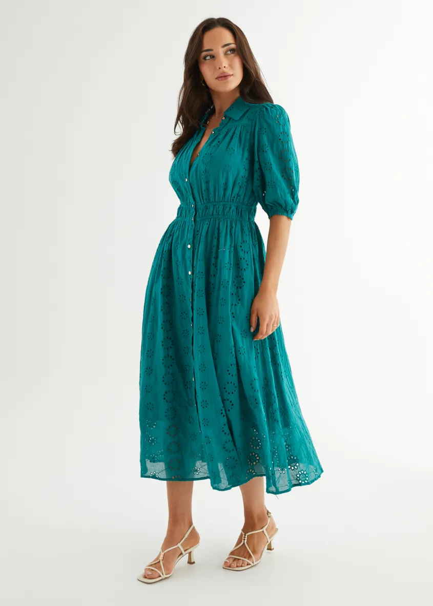 Eryn Midi Dress - Teal Anglaise sold by Gingham & Heels product image thumbnail 5