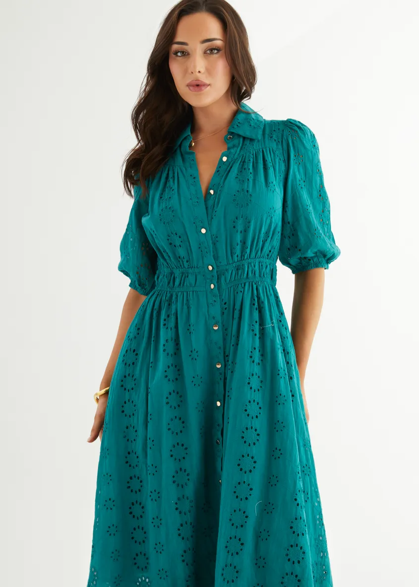 Eryn Midi Dress - Teal Anglaise sold by Gingham & Heels product image thumbnail 3