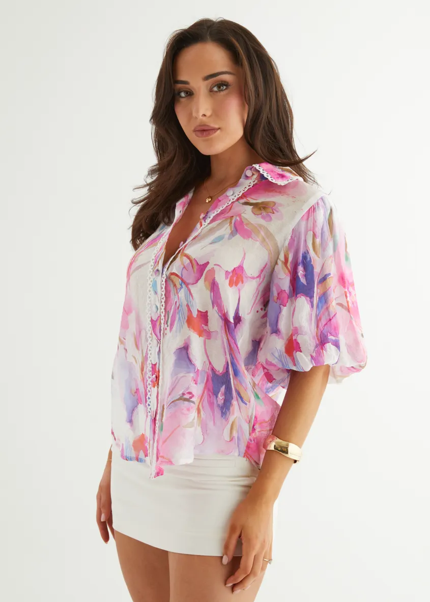 Lilly Blouse - Pink Bouquet sold by Gingham & Heels product image thumbnail 5