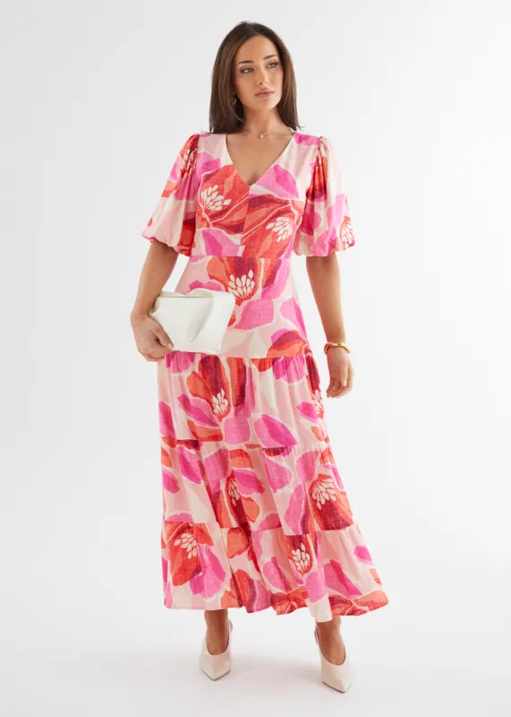 Lyndia Maxi Dress - Pink Rosalie sold by Gingham & Heels