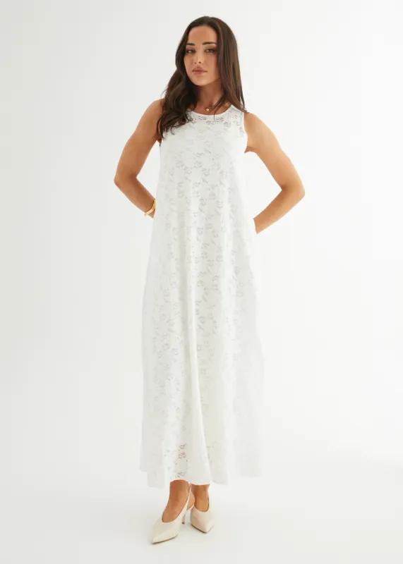 Aneika Lace Maxi Dress - White sold by Gingham & Heels