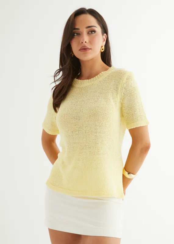 Halle Knit Top - Yellow sold by Gingham & Heels