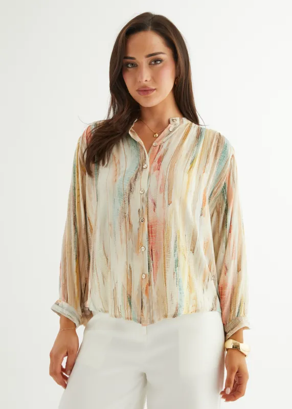 Taya Blouse - Champagne Watercolour sold by Gingham & Heels