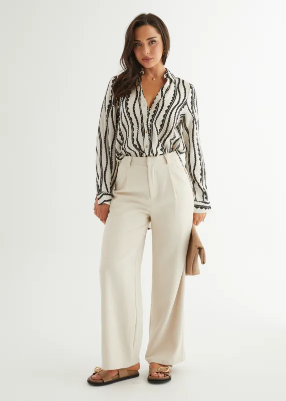 Lyrra Shirt - Monochrome Stripe sold by Gingham & Heels