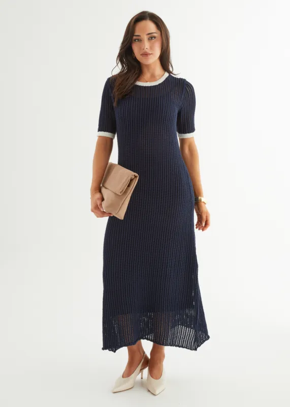 Janine Knit Maxi Dress - Navy sold by Gingham & Heels