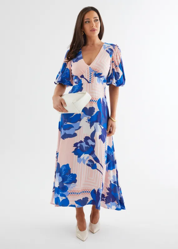 Sybil Maxi Dress - Sapphire Blossom sold by Gingham & Heels