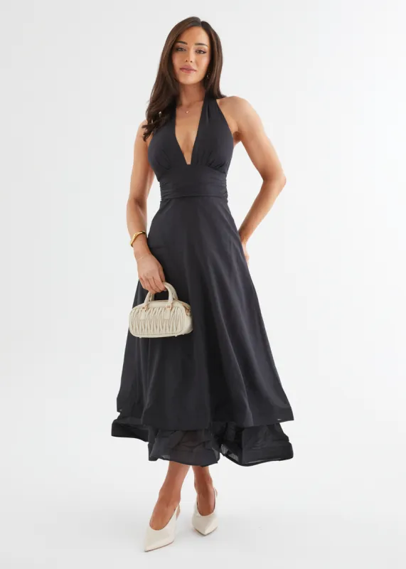Zayde Halter Midi Dress - Black sold by Gingham & Heels