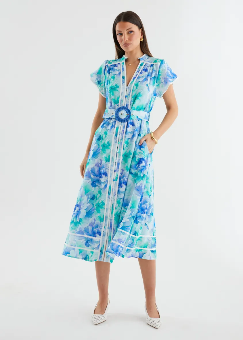 Dafina Maxi Dress - Aqua Floral sold by Gingham & Heels product image thumbnail 5