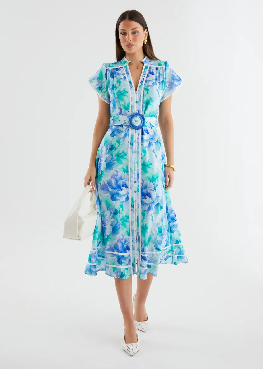Dafina Maxi Dress - Aqua Floral sold by Gingham & Heels product image thumbnail 4