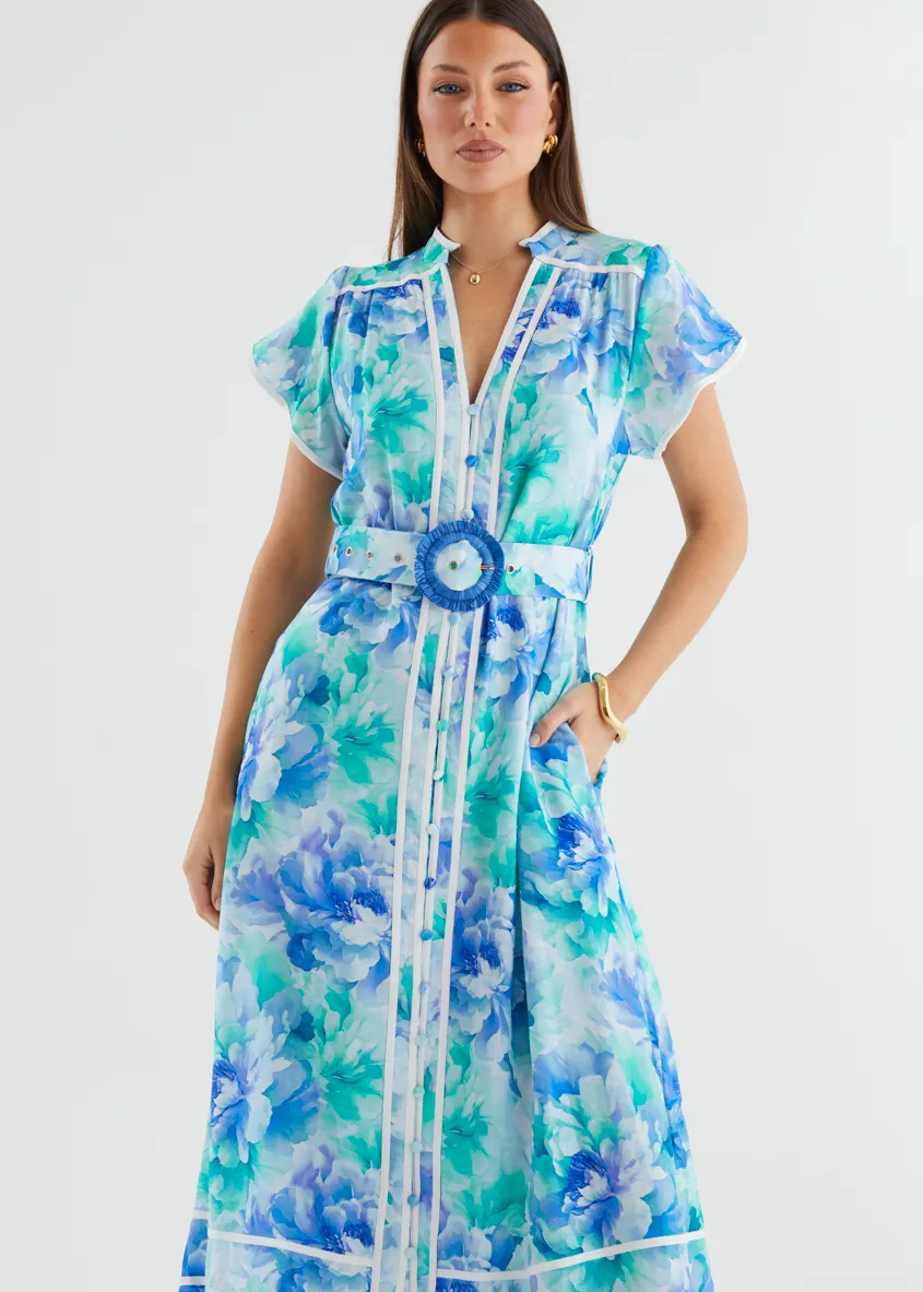 Dafina Maxi Dress - Aqua Floral sold by Gingham & Heels product image thumbnail 2