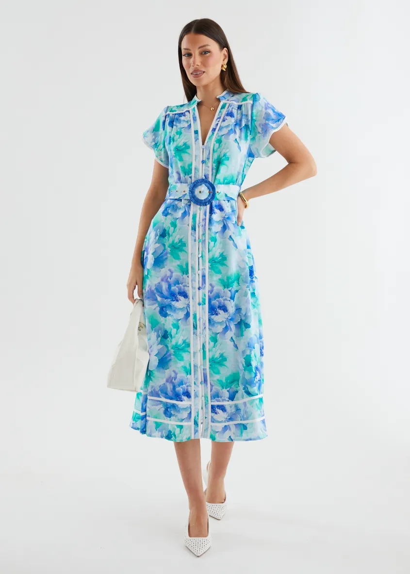 Dafina Maxi Dress - Aqua Floral sold by Gingham & Heels product image thumbnail 3