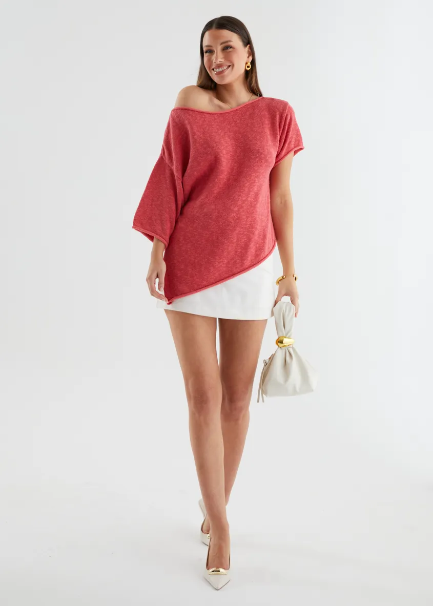 Elea Drop Shoulder Knit Top - Watermelon sold by Gingham & Heels product image thumbnail 3