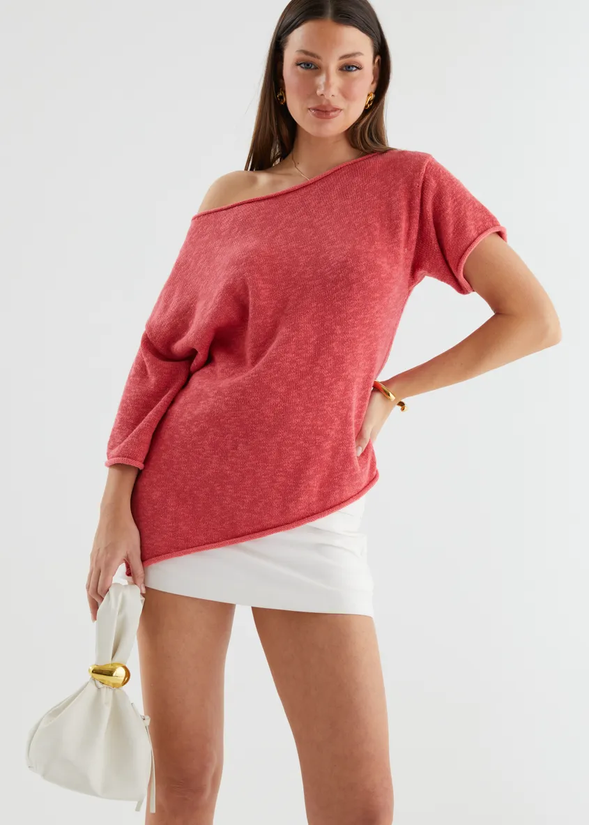 Elea Drop Shoulder Knit Top - Watermelon sold by Gingham & Heels product image thumbnail 4