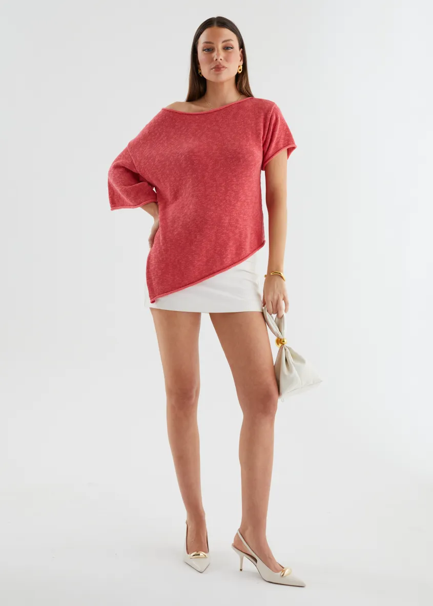 Elea Drop Shoulder Knit Top - Watermelon sold by Gingham & Heels product image thumbnail 2