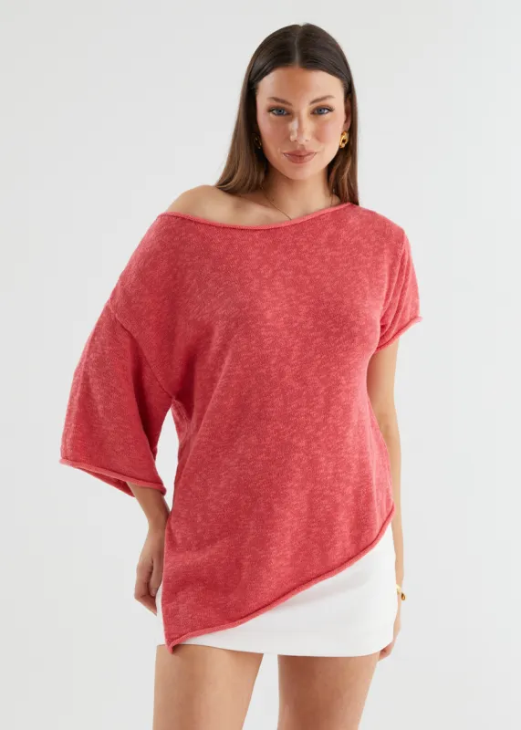 Elea Drop Shoulder Knit Top - Watermelon sold by Gingham & Heels