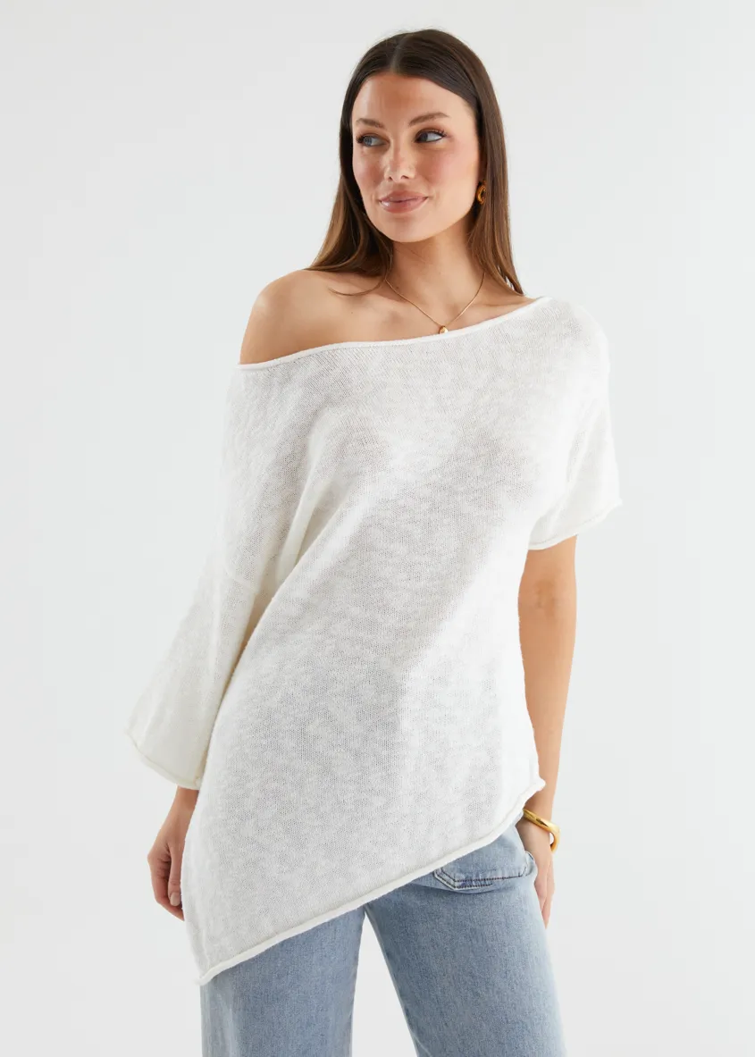 Elea Drop Shoulder Knit Top - Off White sold by Gingham & Heels product image thumbnail 5