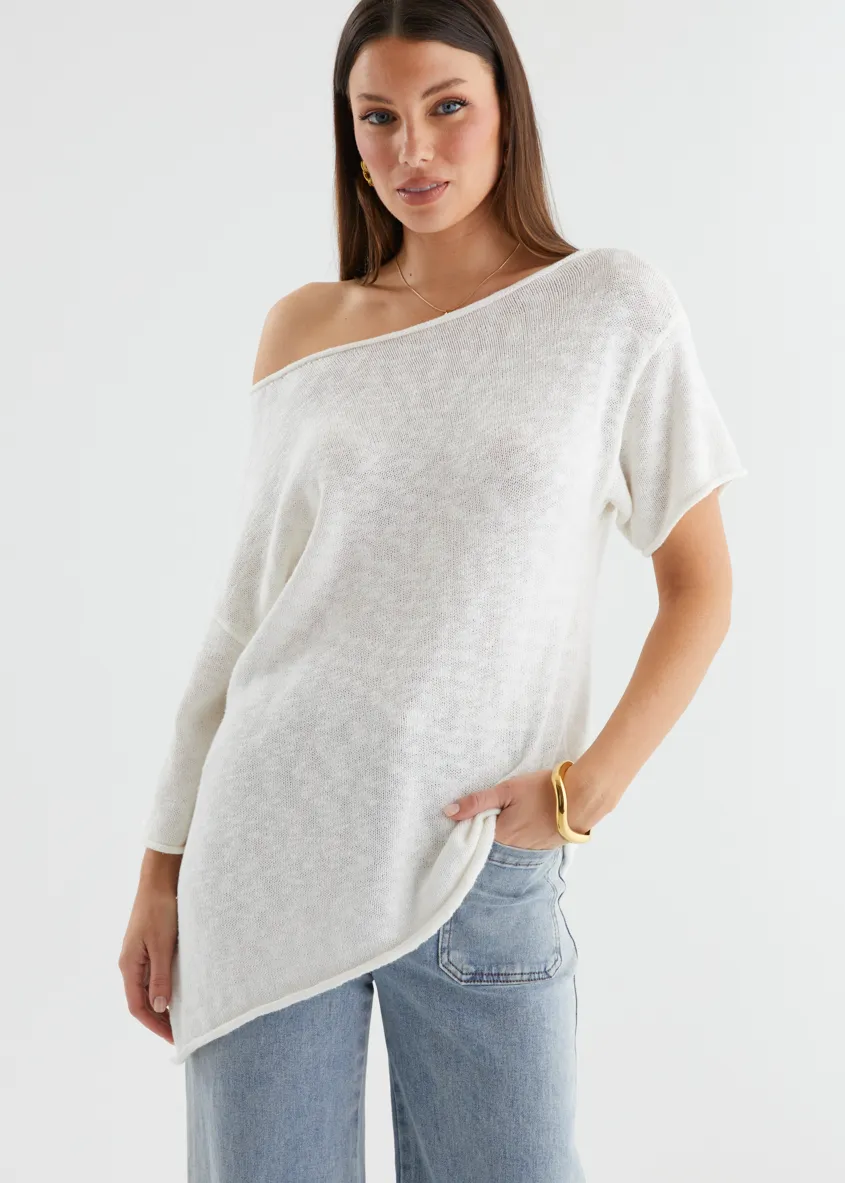 Elea Drop Shoulder Knit Top - Off White sold by Gingham & Heels product image thumbnail 3