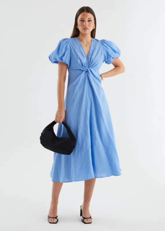 Yilkia Linen Midi Dress - Periwinkle sold by Gingham & Heels