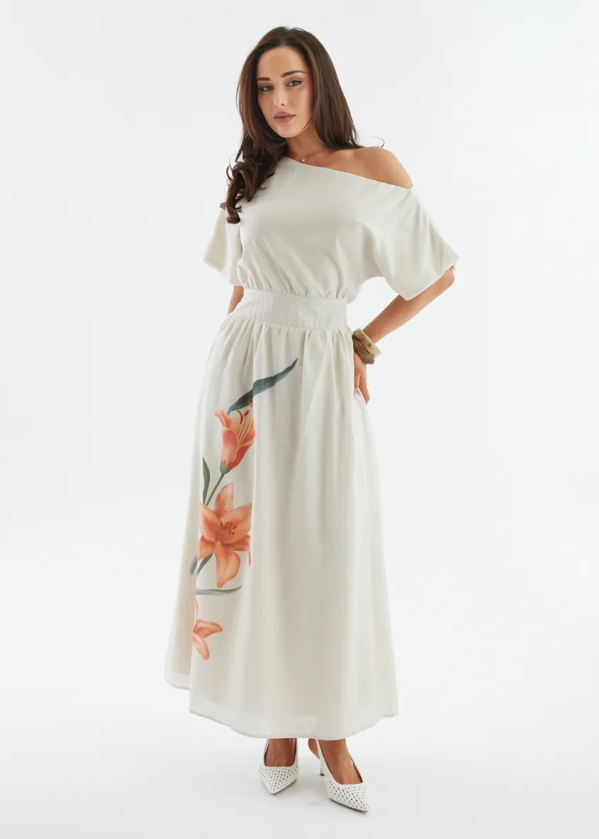 Rue Drop Shoulder Maxi Dress - Orange Lily sold by Gingham & Heels product image thumbnail 3