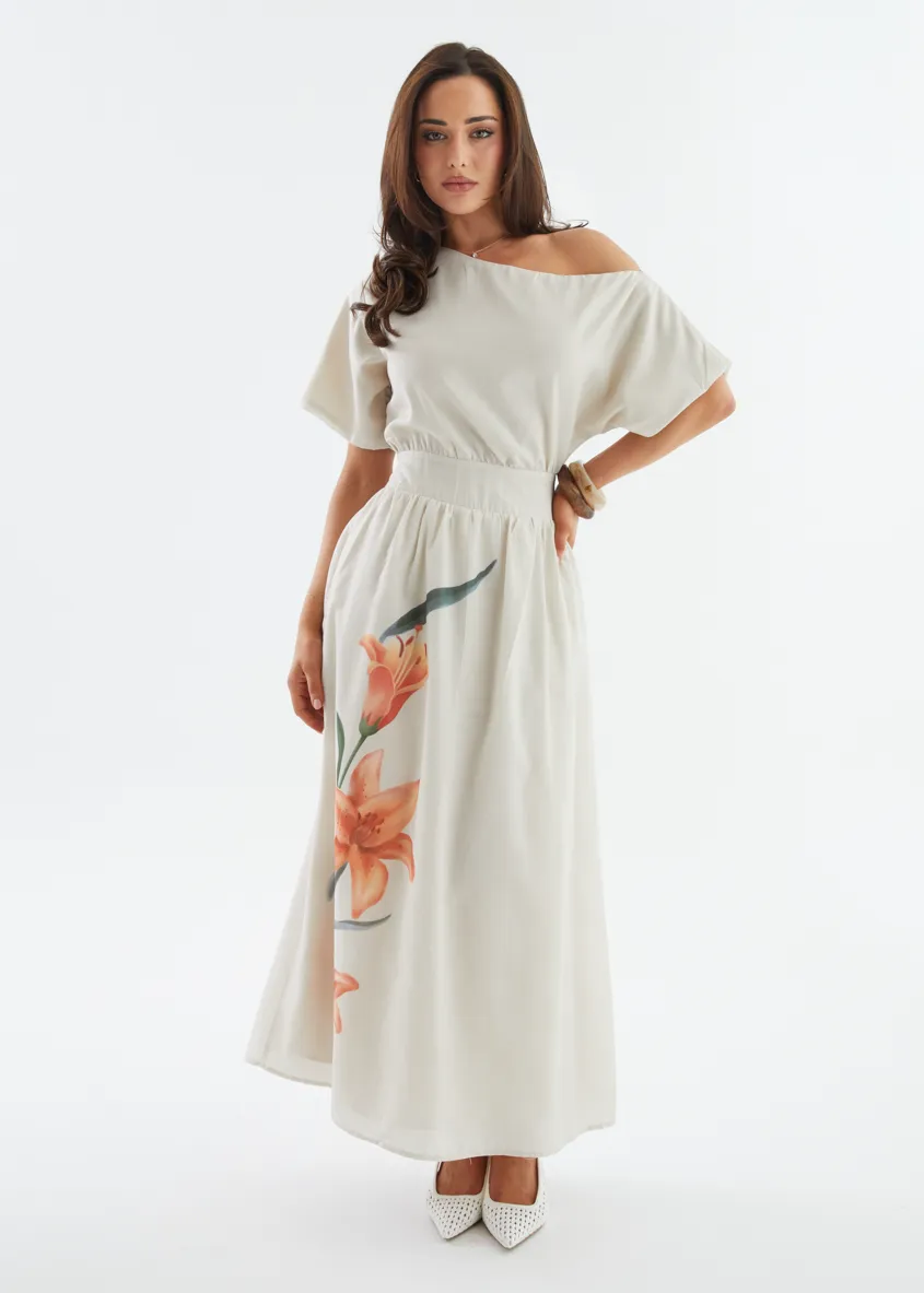 Rue Drop Shoulder Maxi Dress - Orange Lily sold by Gingham & Heels