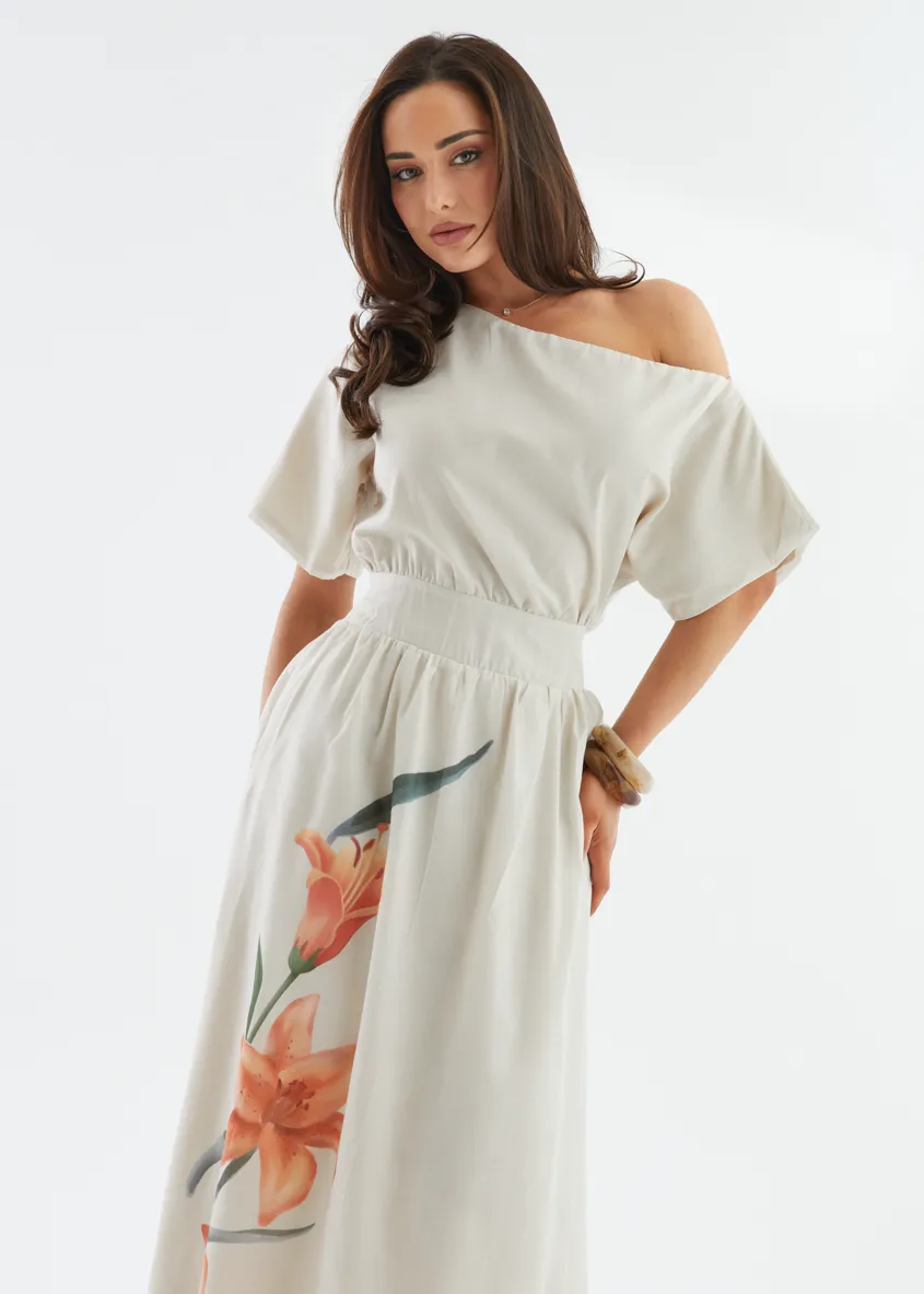 Rue Drop Shoulder Maxi Dress - Orange Lily sold by Gingham & Heels product image thumbnail 2
