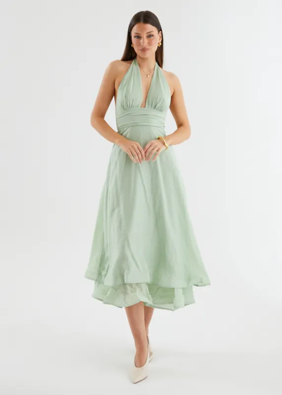 Zayde Halter Midi Dress - Mint Green sold by Gingham & Heels