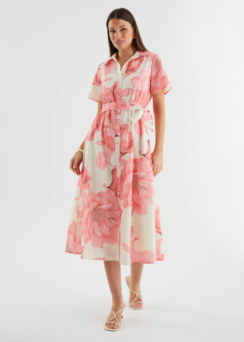 Adelina Midi Dress - Pink Flowers sold by Gingham & Heels product image thumbnail 4