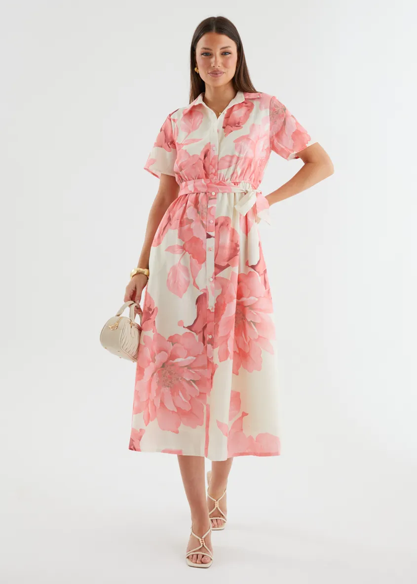 Adelina Midi Dress - Pink Flowers sold by Gingham & Heels product image thumbnail 3