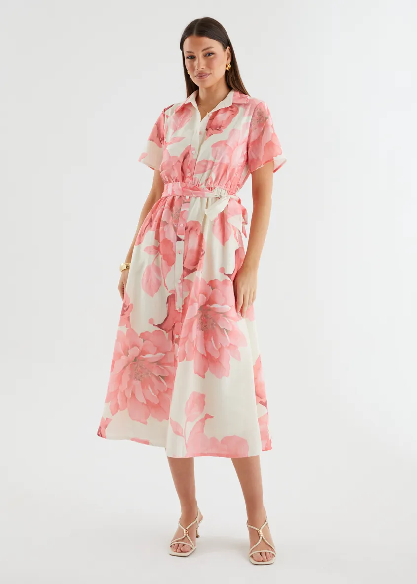 Adelina Midi Dress - Pink Flowers sold by Gingham & Heels product image thumbnail 2