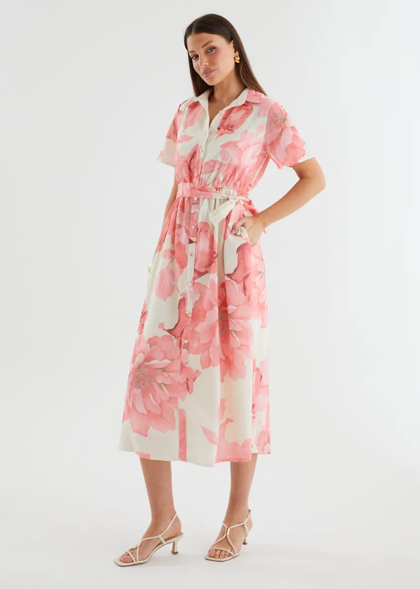 Adelina Midi Dress - Pink Flowers sold by Gingham & Heels product image thumbnail 5