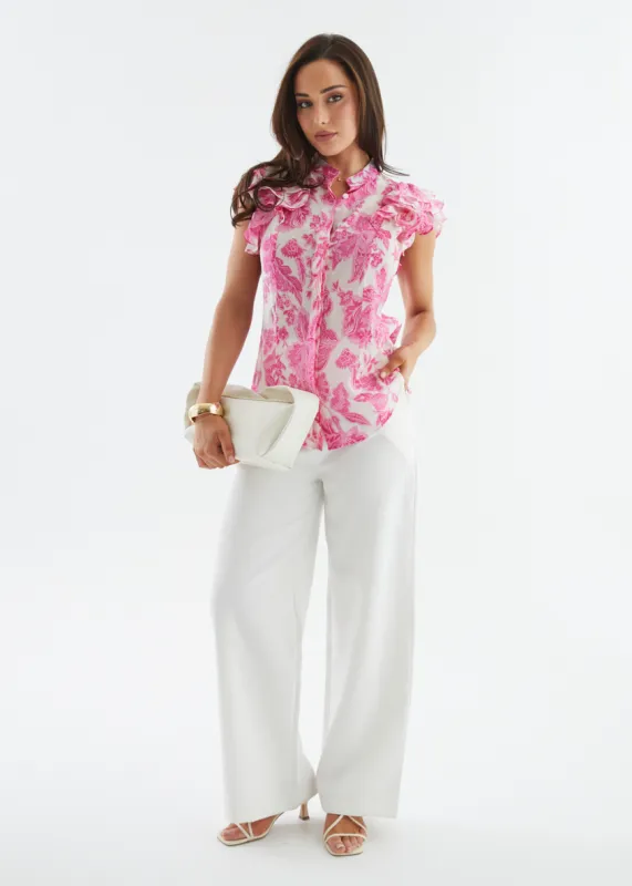 Alyssia Blouse - Pink Bloom sold by Gingham & Heels