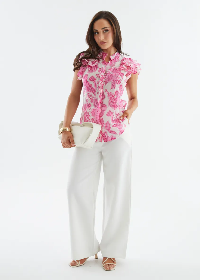 Alyssia Blouse - Pink Bloom sold by Gingham & Heels