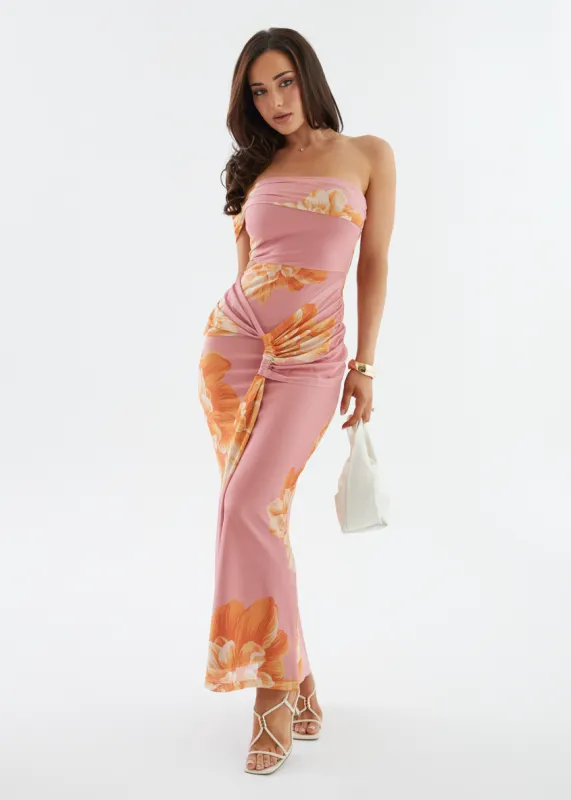 Aminah Mesh Maxi Dress - Pink Floral sold by Gingham & Heels