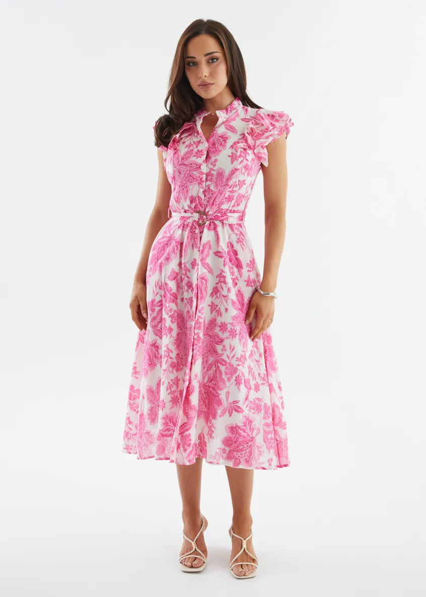 Cassia Midi Dress - Pink Bloom sold by Gingham & Heels product image thumbnail 3