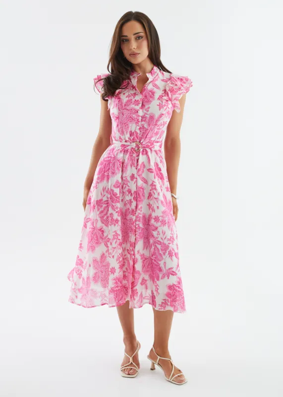 Cassia Midi Dress - Pink Bloom sold by Gingham & Heels
