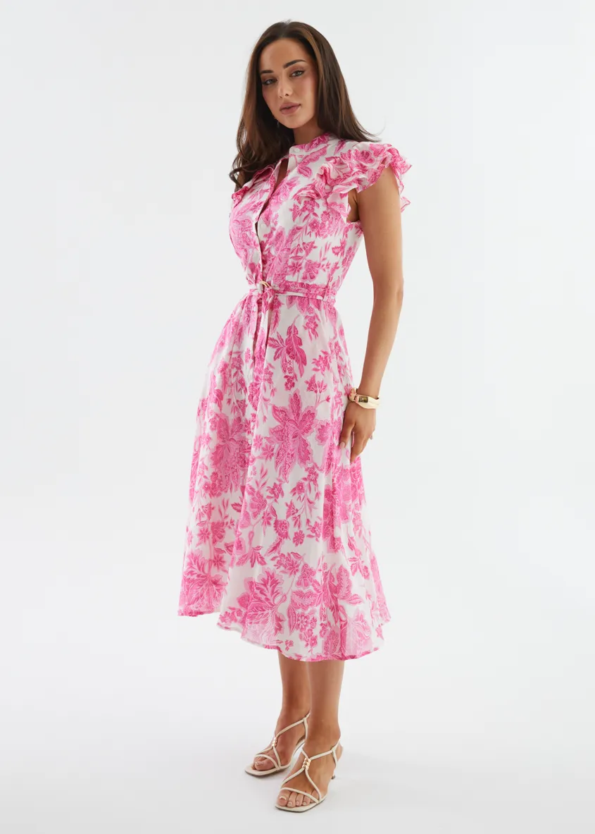 Cassia Midi Dress - Pink Bloom sold by Gingham & Heels product image thumbnail 4