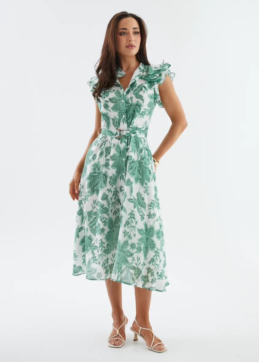 Cassia Midi Dress - Emerald Bloom sold by Gingham & Heels product image thumbnail 2