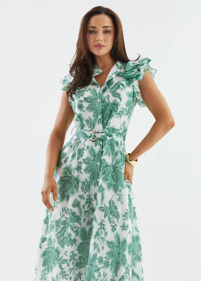 Cassia Midi Dress - Emerald Bloom sold by Gingham & Heels product image thumbnail 3