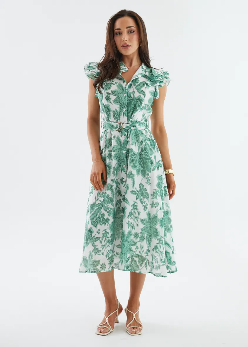 Cassia Midi Dress - Emerald Bloom sold by Gingham & Heels product image thumbnail 4