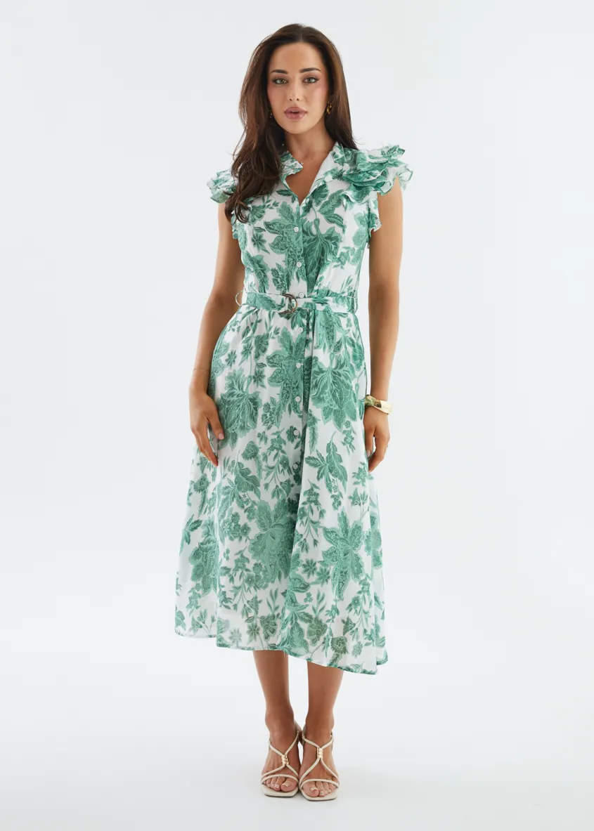 Cassia Midi Dress - Emerald Bloom sold by Gingham & Heels product image thumbnail 5