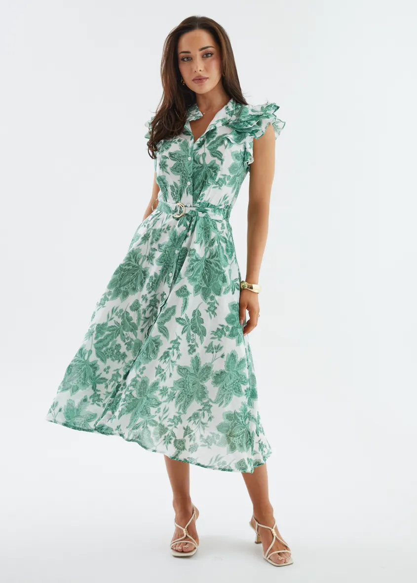 Cassia Midi Dress - Emerald Bloom sold by Gingham & Heels